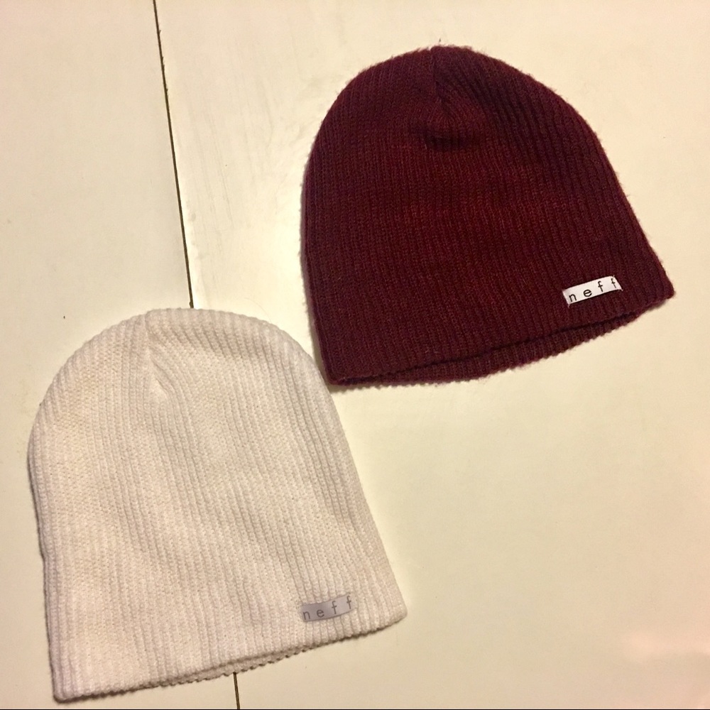 Bundle: Maroon & White Neff Beanies